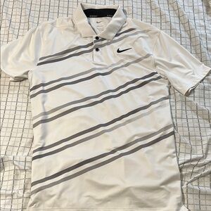 Nike Men's White and Gray Polo Shirt